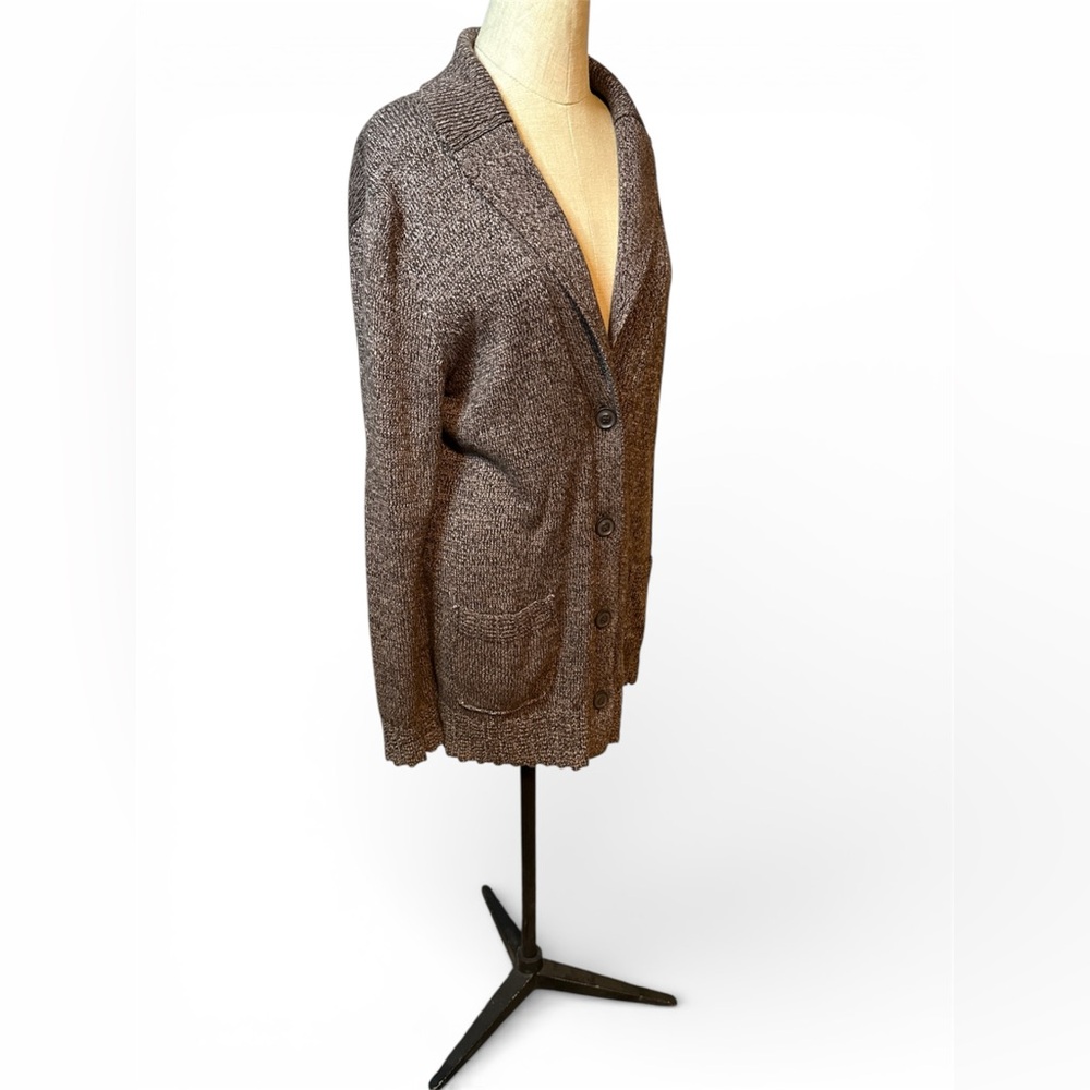 Eddie Bauer Women’s Brown Longline Cardigan Size L Button Front Pockets - Picture 2 of 9